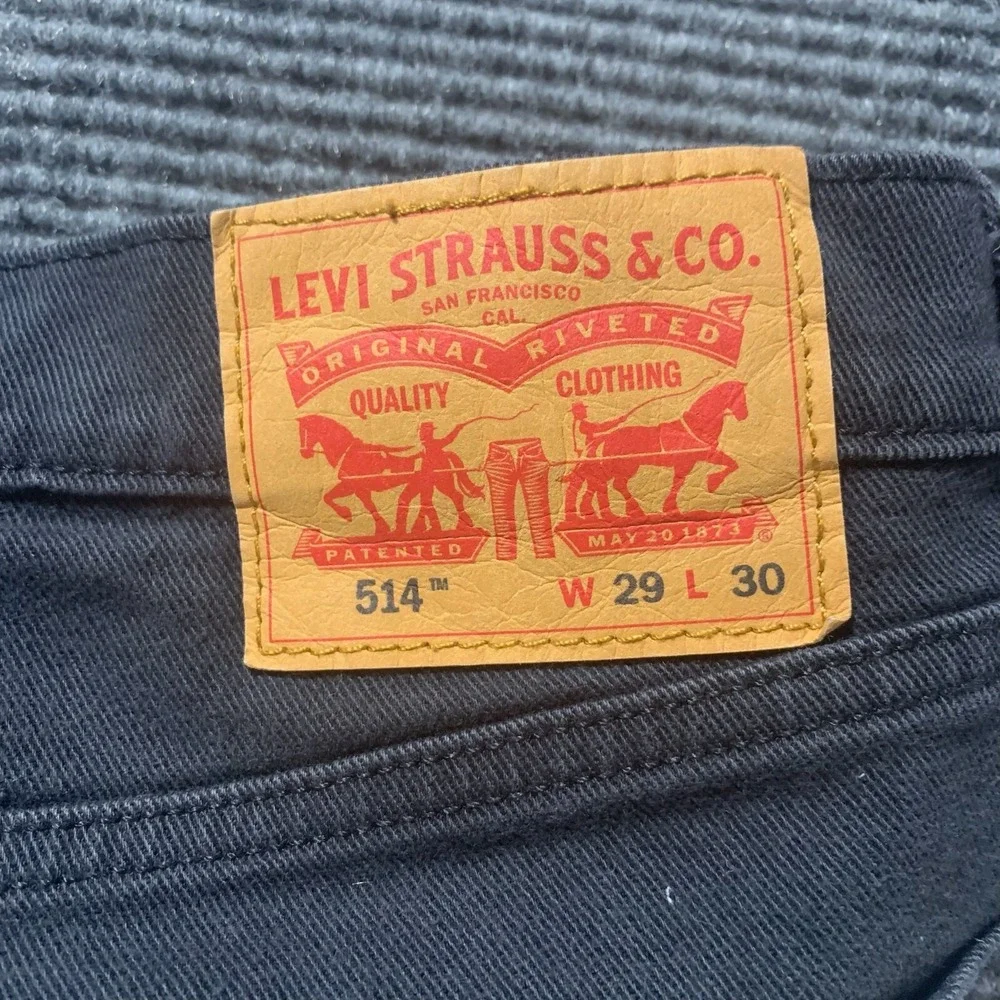 Levis 514 Jeans Mens 30x29 Black Denim White‎ Label Straight Leg Dark Wash Mid